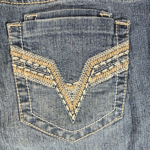VIGOLD Womens Jeans Size 16 Blue Denim Tapered Embellished Pockets High Rise - Picture 12 of 15